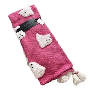2024 Rachel Zoe Throw Blanket GHOST 50x60 Pink White Halloween TikTok Viral